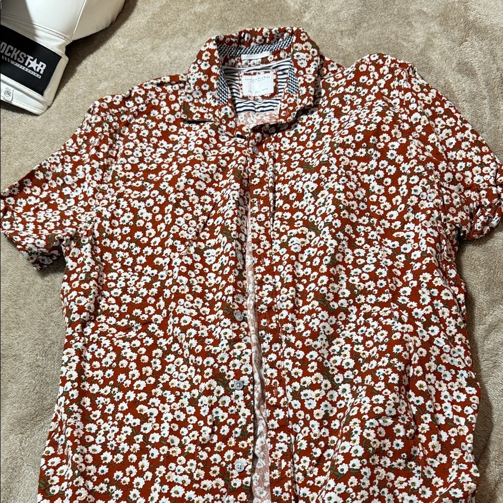 Denim & Flower Red and White Floral Men's Shirt